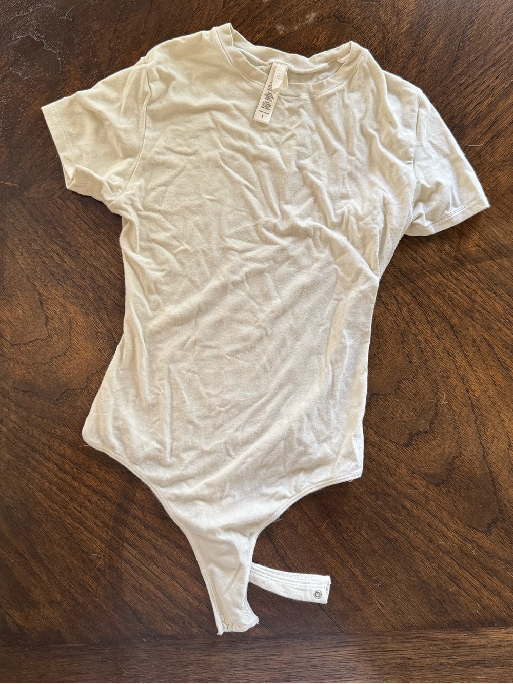 Skims White Crew Neck Short Sleeve Bodysuit